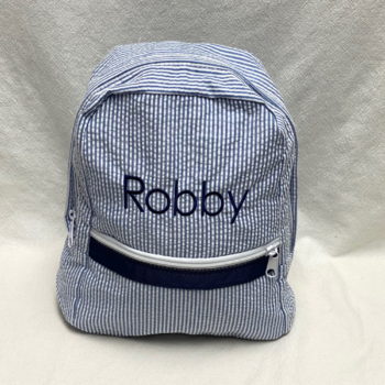 Backpack - kids navy seersucker