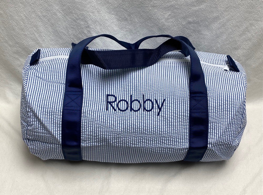 Duffel bag - navy seersucker
