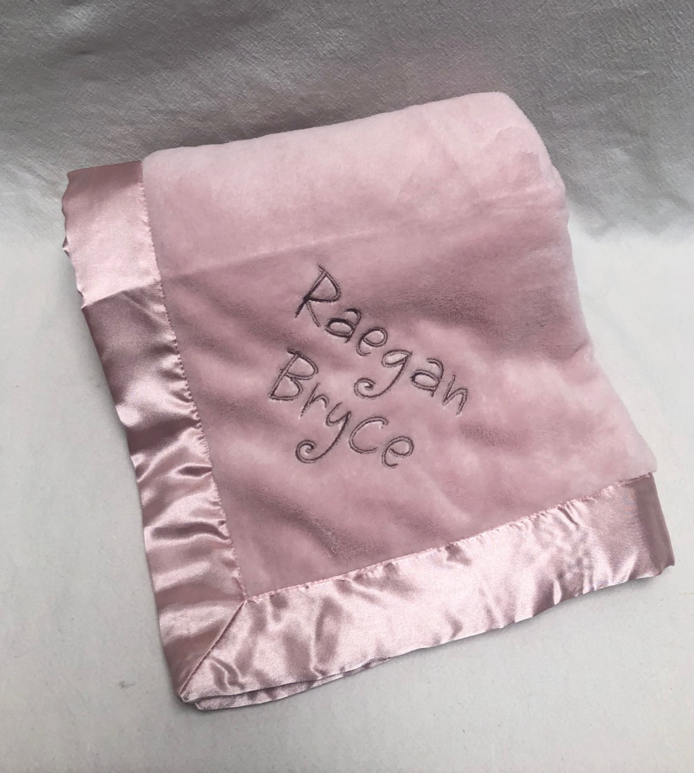 monogrammed pink fleece blanket