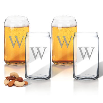 Engraved custom beer can glasses - set of 4 - name or monogram