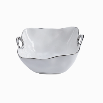 Porcelain medium square bowl - silver -1 left!
