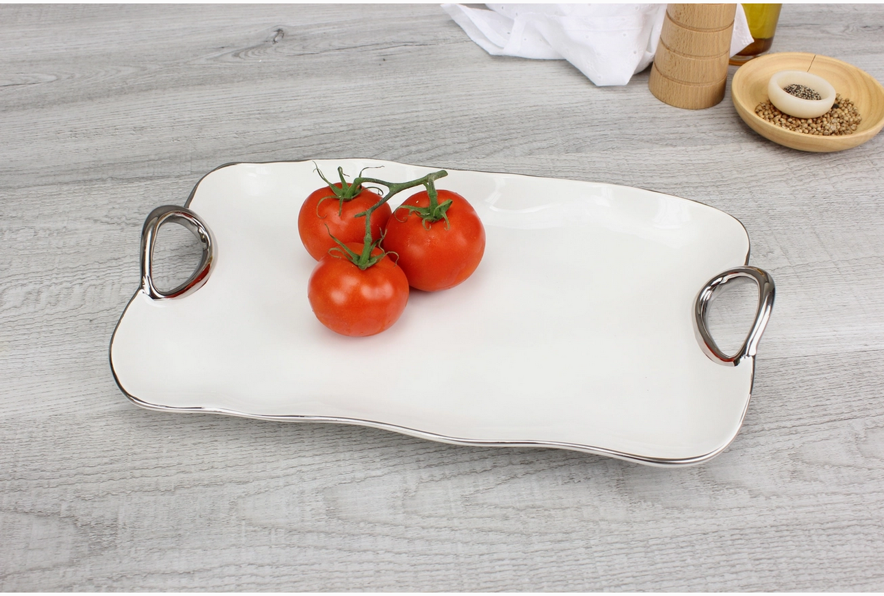 Porcelain platter - silver - 4 left - Image 2