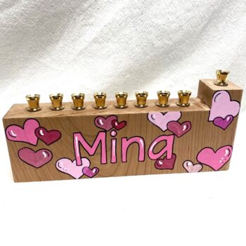 Child's menorah - hearts - assorted colors