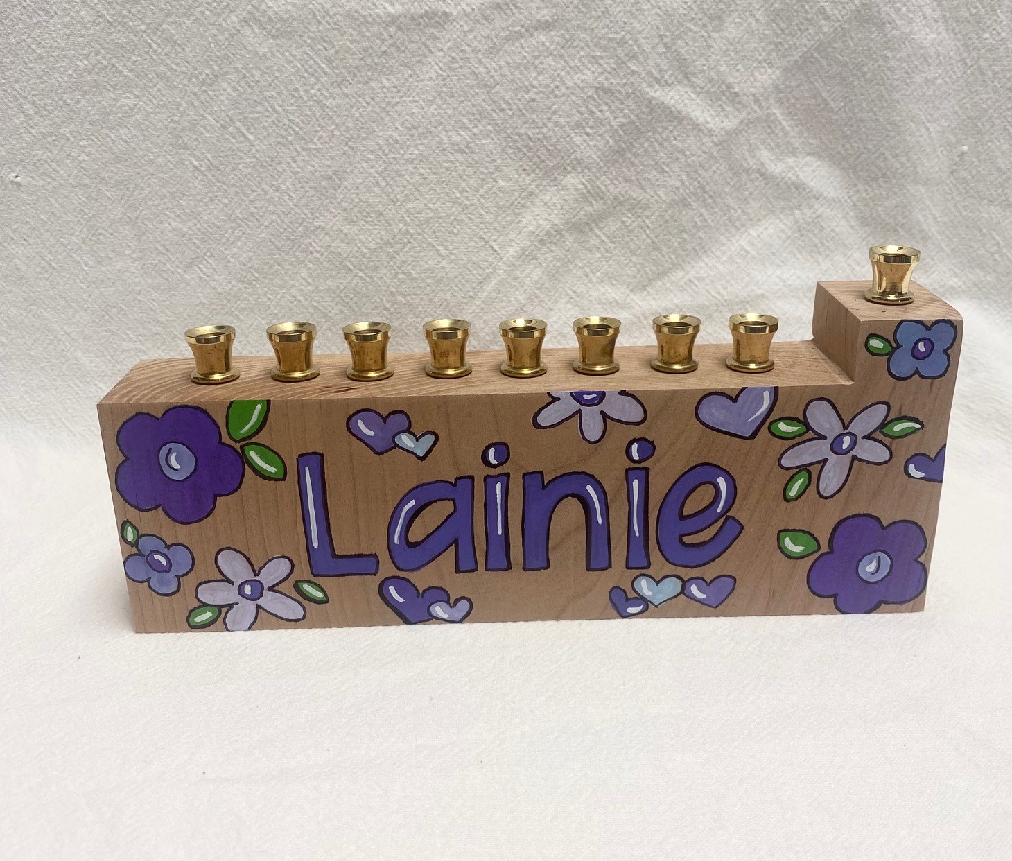 Child's menorah - flower power - assorted colors - Image 2