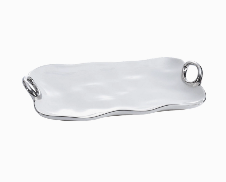 Porcelain platter - silver - 4 left