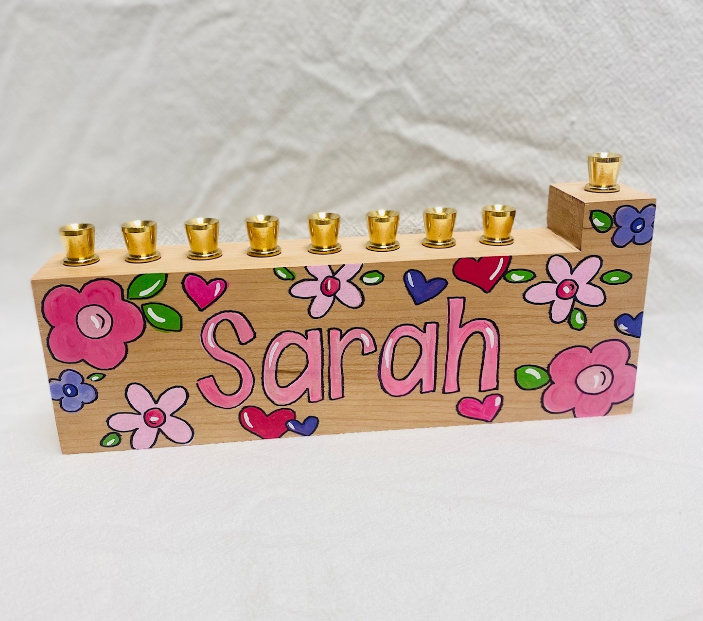 Child's menorah - flower power - assorted colors