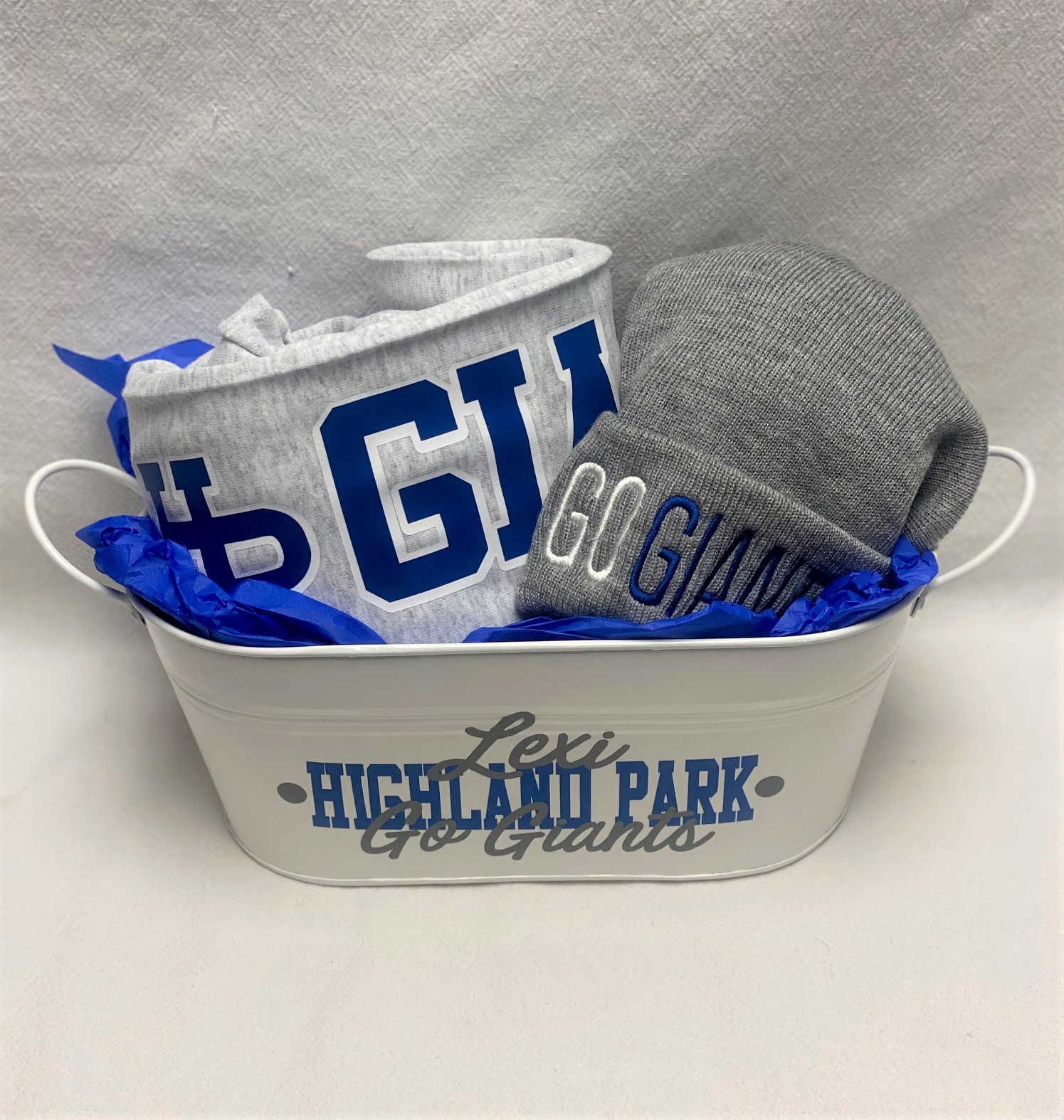 Gift basket - joggers and beanie hat - available for any school