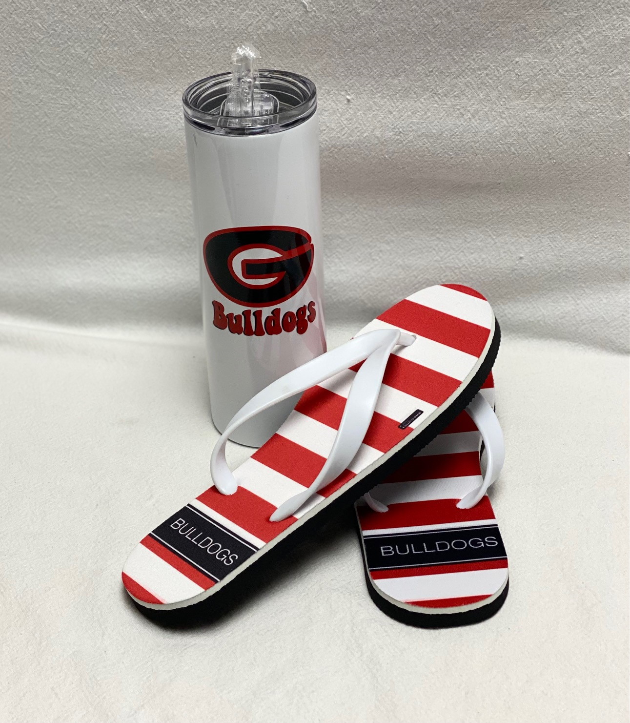 Gift set - Flip flops and tall tumbler - custom made for any school - limited quantities