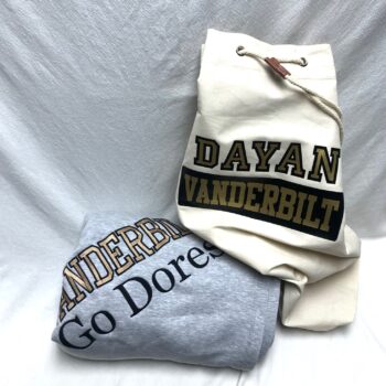 Gift set - sweatshirt blanket and laundry bag - available for any school - restock March 1st
