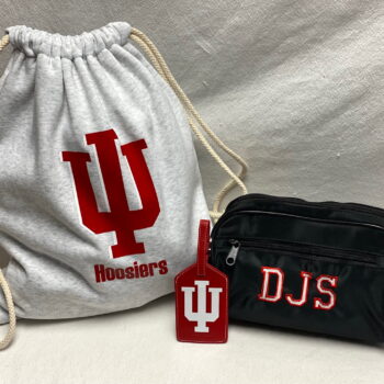 Gift set - Dopp kit, drawstring sweatshirt bag bag tag - available for any school