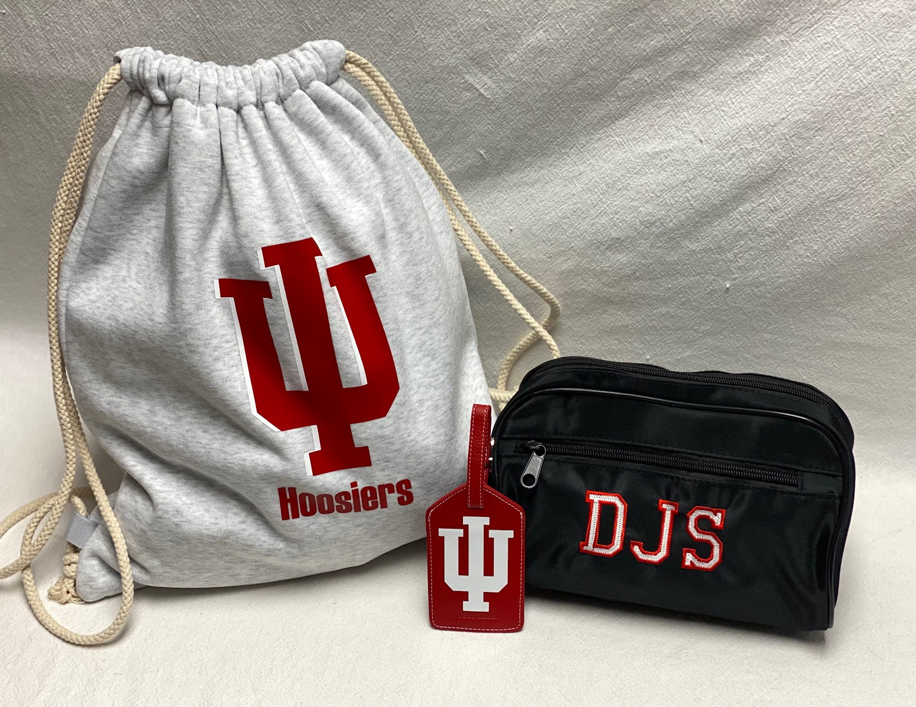 Gift set - Dopp kit, drawstring sweatshirt bag bag tag - available for any school