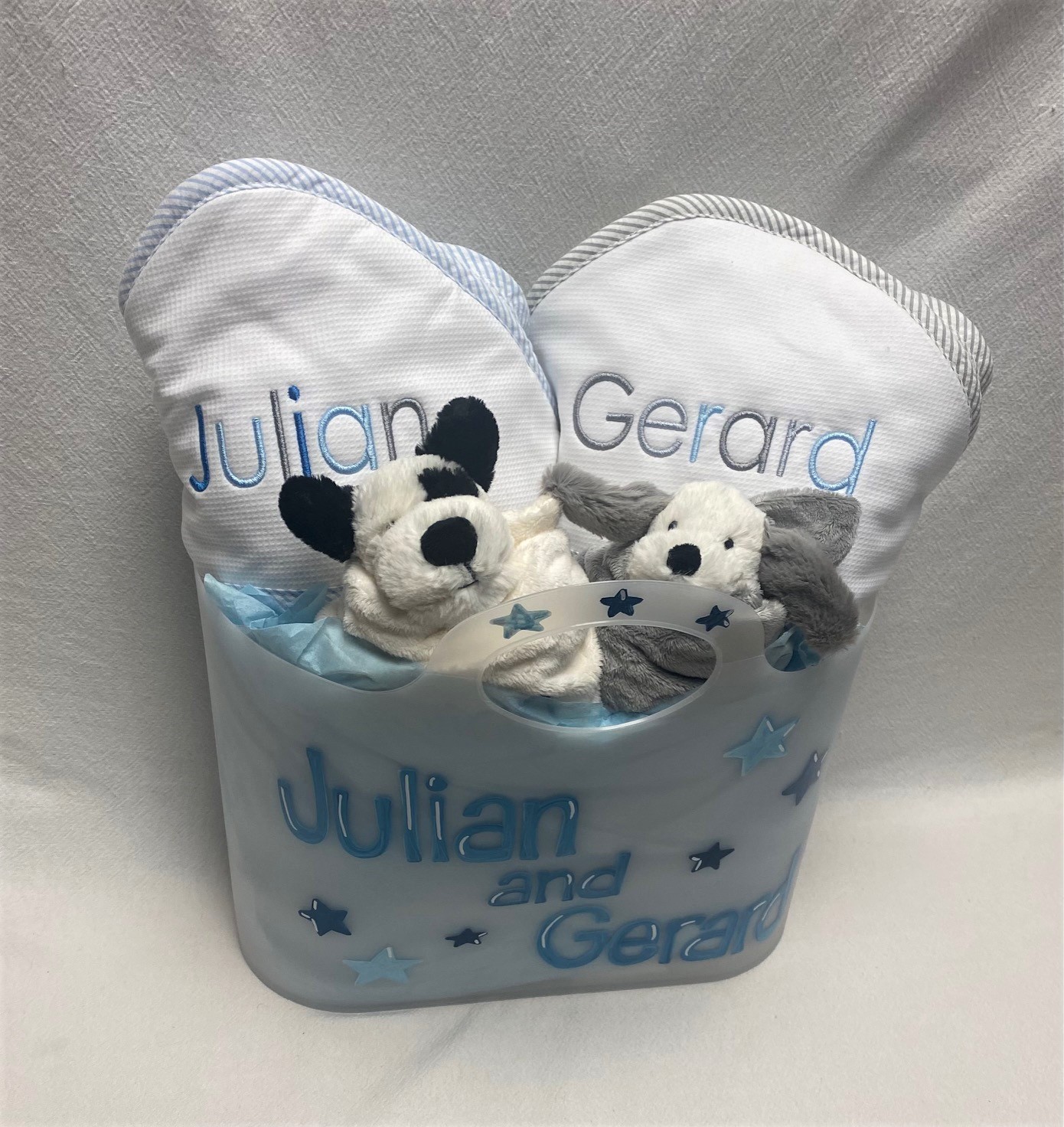 Twins baby gift basket - assorted colors