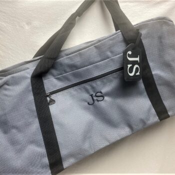 Weekender duffel bag and luggage tag set - nylon canvas