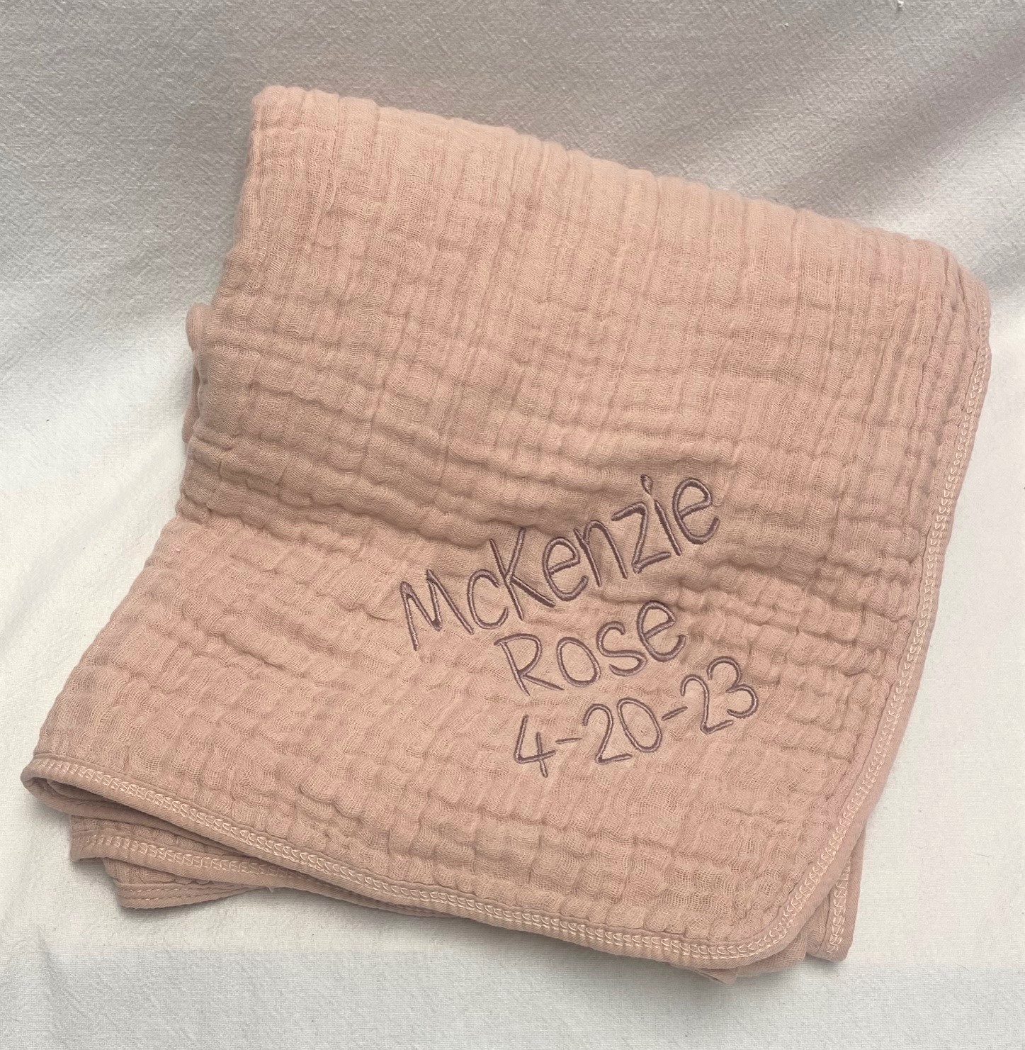 baby blanket - muslin - blush rose - Image 2