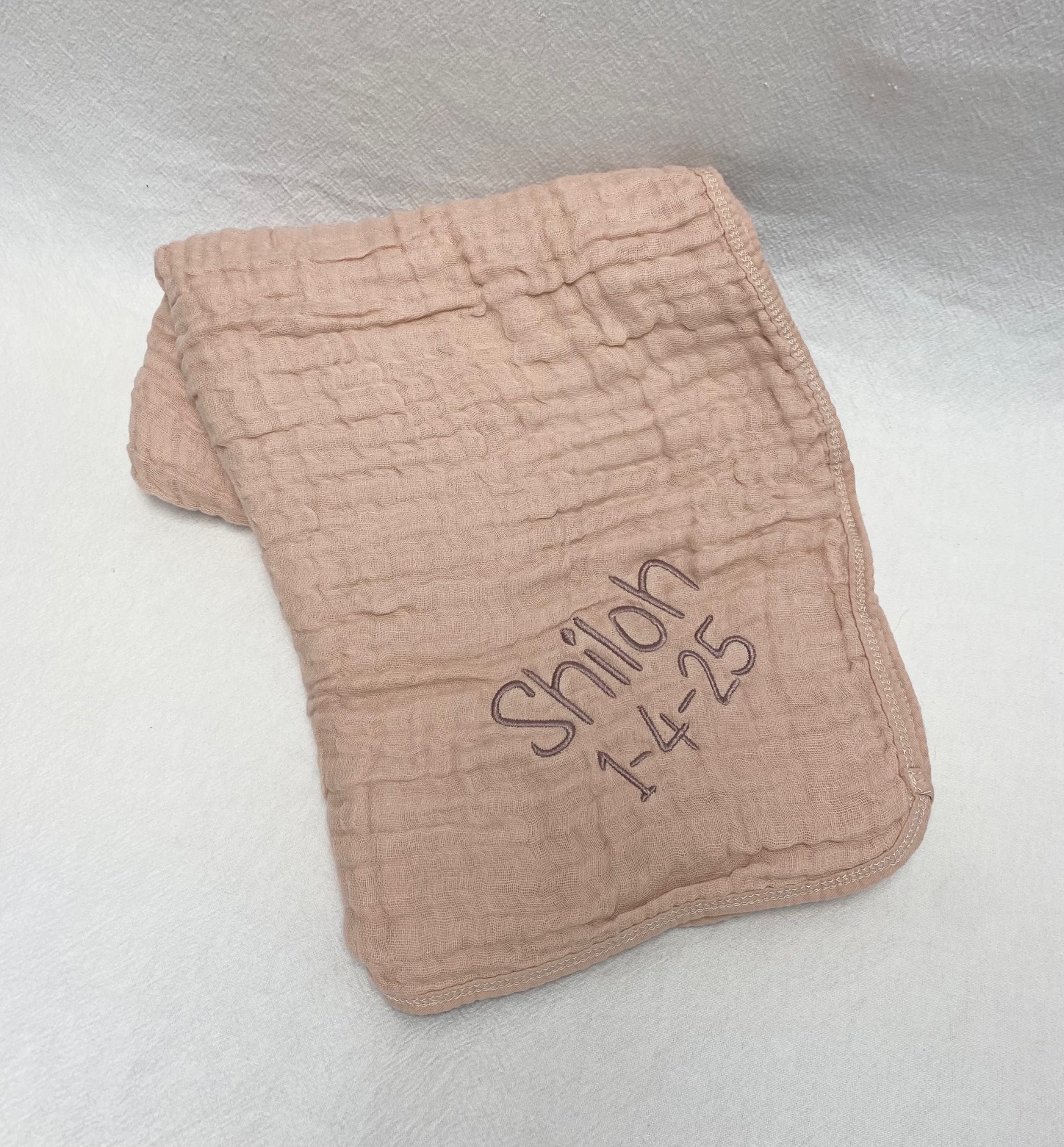 baby blanket - muslin - blush rose - Image 3