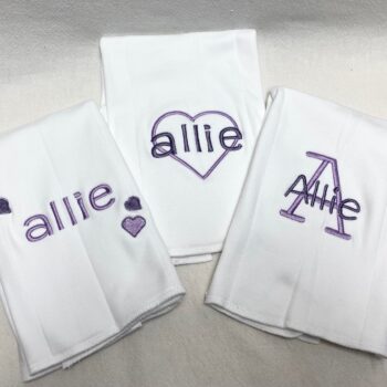 Burp cloth embroidered set - lavender