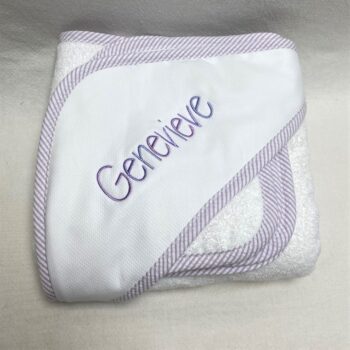 Hooded bath towel set- gingham lavender trim - sold out