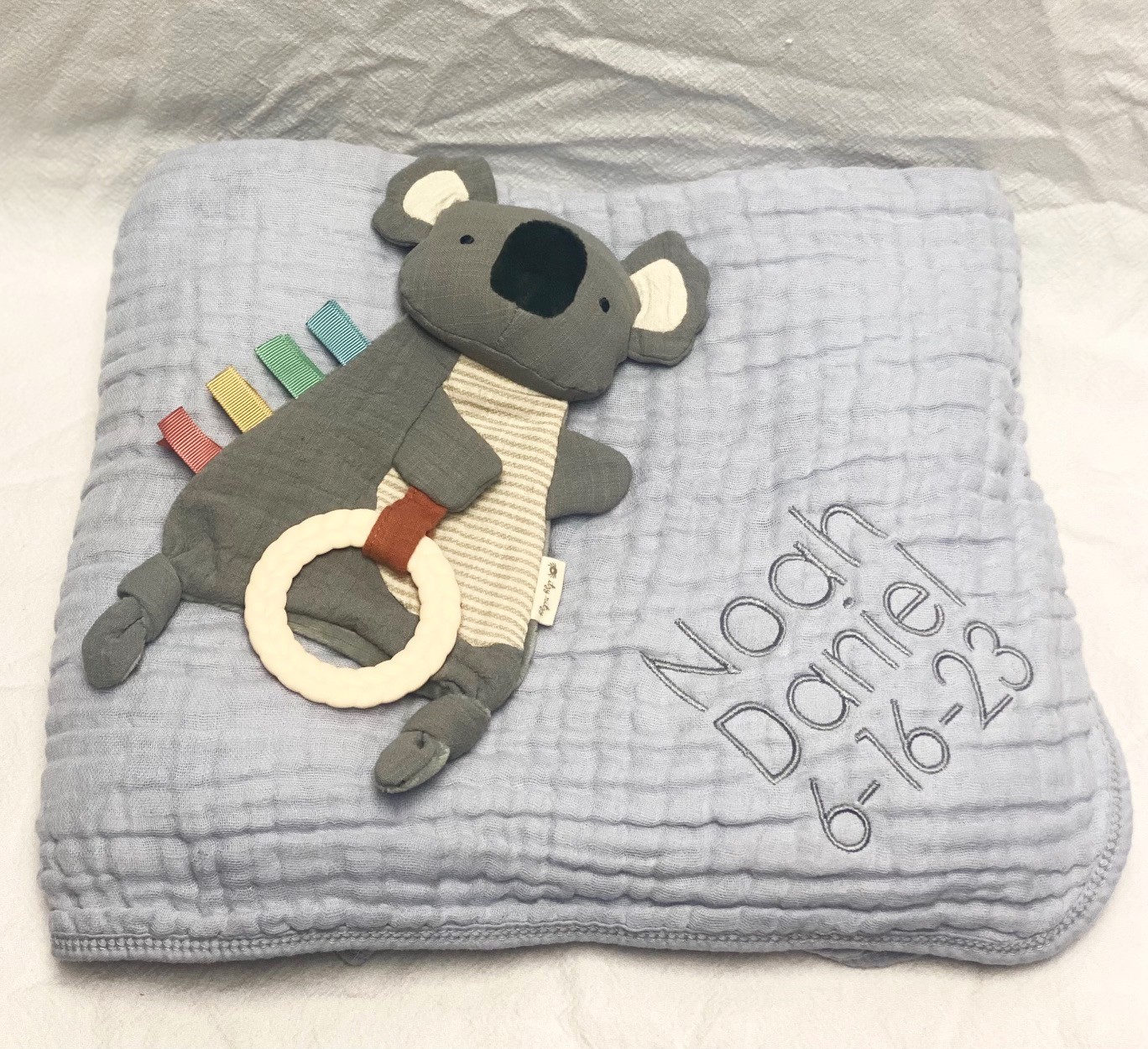 Baby muslin blanket and crinkle set - multiple colors available