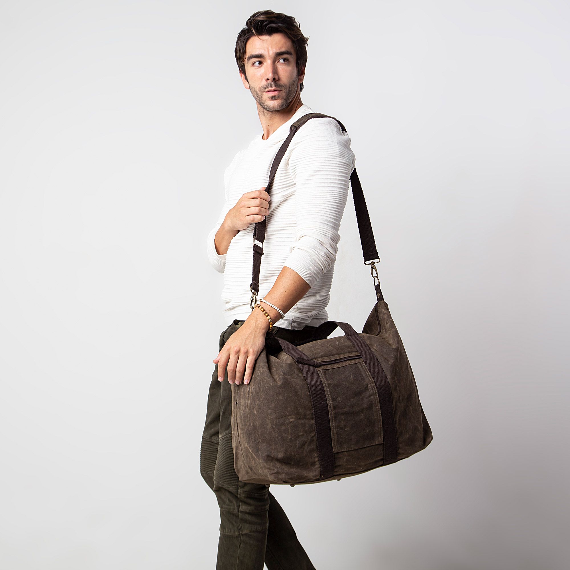 Weekender duffel bag set - waxed canvas - assorted colors - Image 2