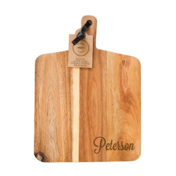 Engraved wood cutting board - square with handle