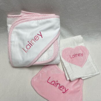 Baby gift set - towel and bib/burp - assorted colors