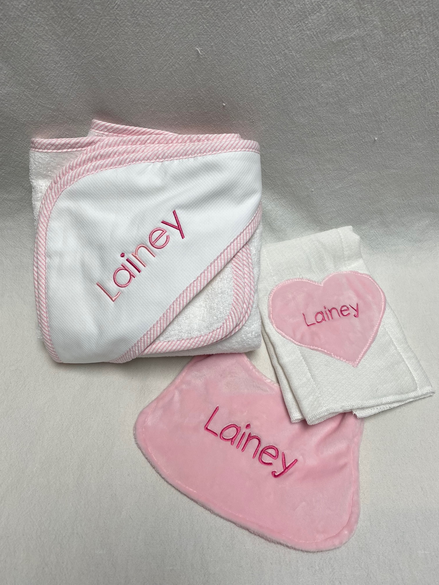 Baby gift set - towel and bib/burp - assorted colors