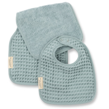 Bib and burp cloth set - terry cloth - aqua blue