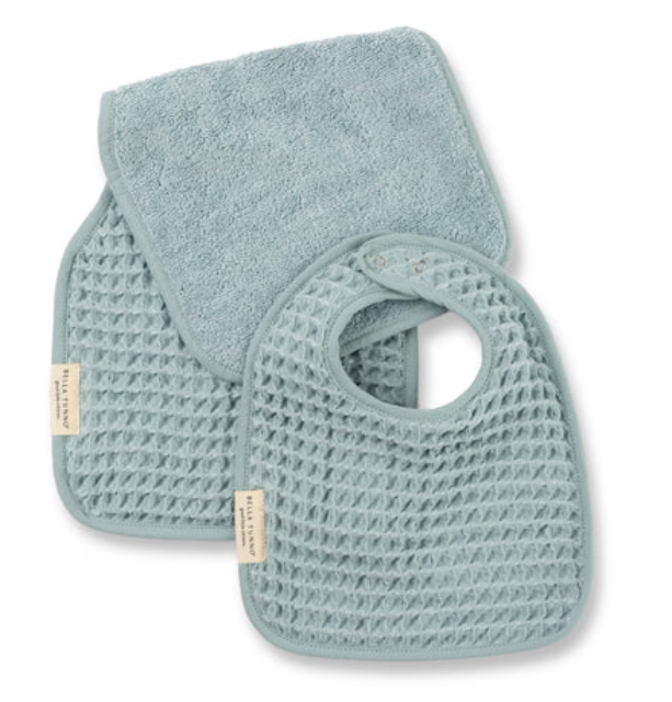 Bib and burp cloth set - terry cloth - aqua blue