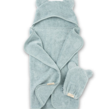 Hooded bath towel set- teddy bear - aqua blue - out of stock
