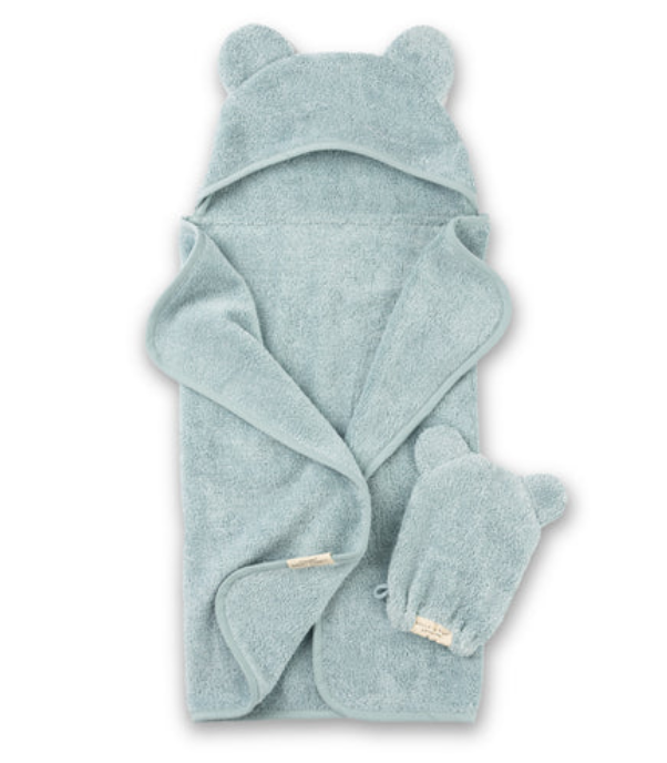 Hooded bath towel set- teddy bear - aqua blue - out of stock