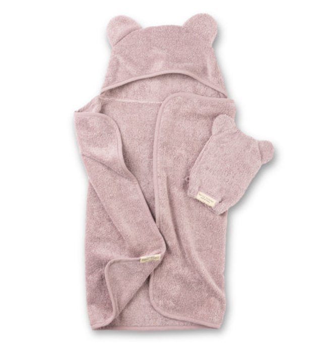 Hooded bath towel set- teddy bear - orchid