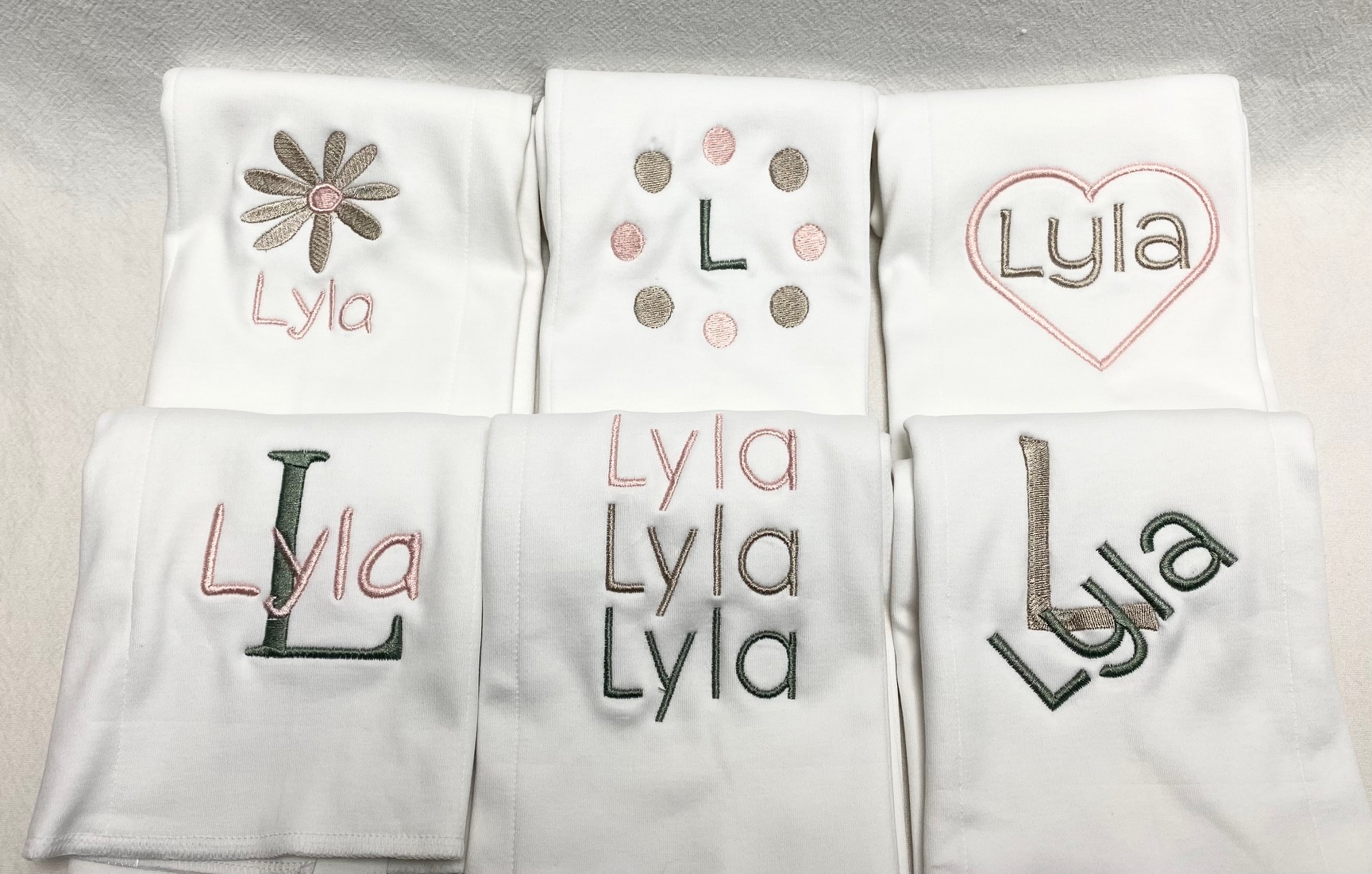 Burp cloth embroidered set - blush neutrals - Image 2