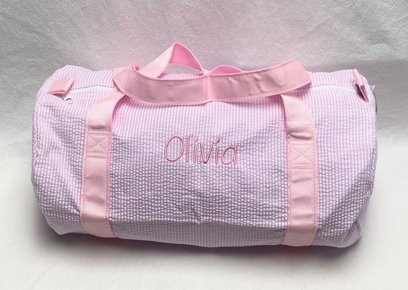 Duffel bag - pink seersucker