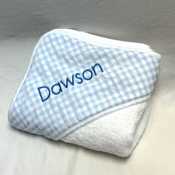 Hooded bath towel - blue check