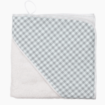 Hooded bath towel - grey check