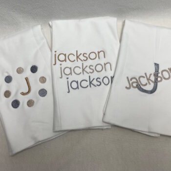 Burp cloth embroidered set - grey neutrals