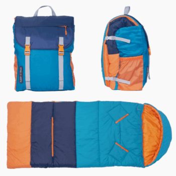 A Sleeping bag backpack - big kids color block