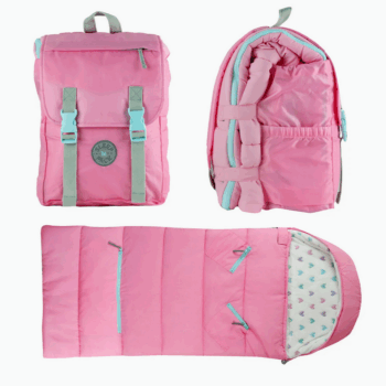 A Sleeping bag backpack - little kids hearts